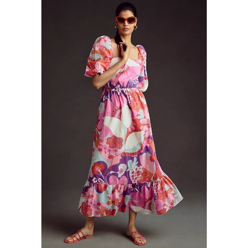 NWT Antik Batik Bahia Cutout Ruffle Maxi Dress Size US S EU 38 Floral #MD434